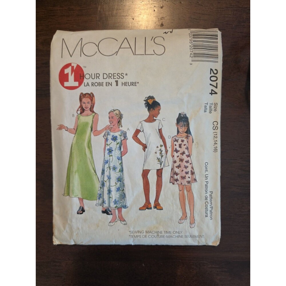 McCall's Pattern - Girls' Dress in 2 Lengths (12-16) #2074 - Uncut